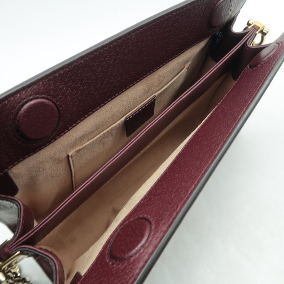 Gucci Burgundy Shoulder Bag with Gold Chain - Picture 11 of 12